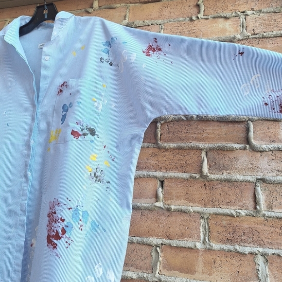 Zara Striped Distructex Painters Shirt - Picture 5 of 13